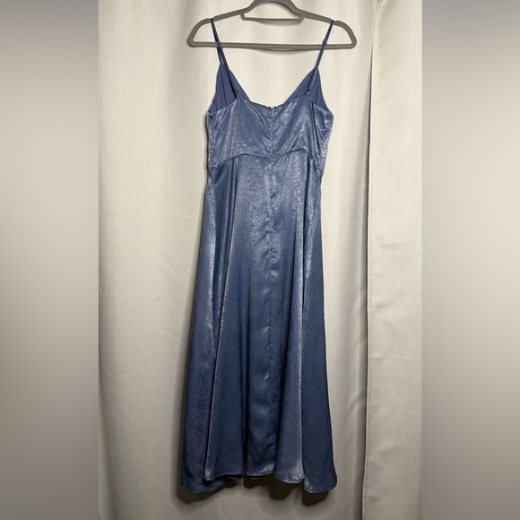 Lulus Constantine Slate Blue Satin Maxi Dress Medium - Picture 6 of 12
